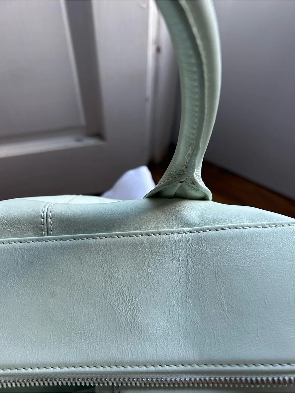 molton brown london sage green vintage leather satchel tote